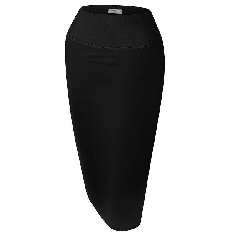 Simlu Women's Below the Knee Pencil Skirt for Office Wear, X-Large, Black - Image 1